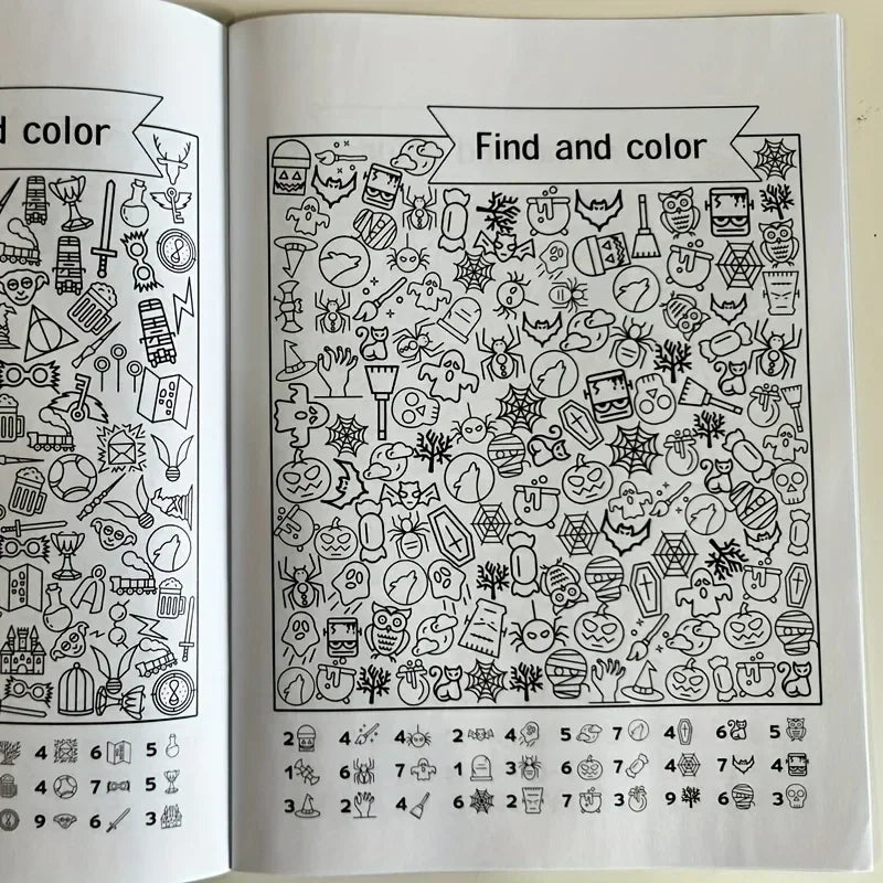 Interactive Hidden Objects Book for Youngsters Concentration Training & Educational Fun with Find and Color Puzzle School Family