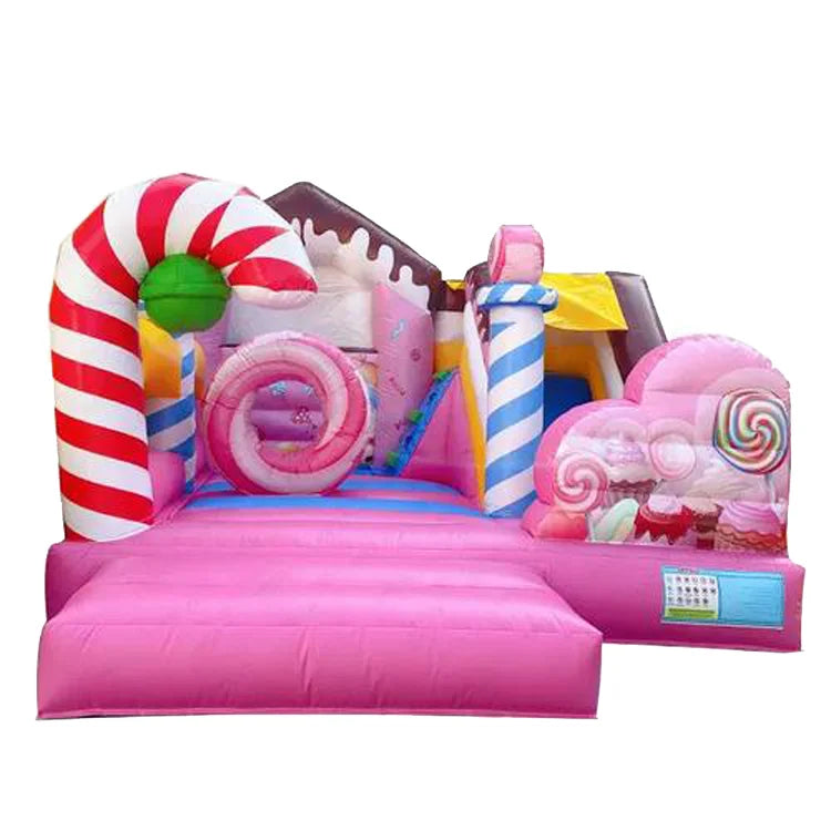 Children's Indoor Playground Combo Inflatable Candy Bounce House Castle Slide and Jumping Park Games for Kindergarten Use