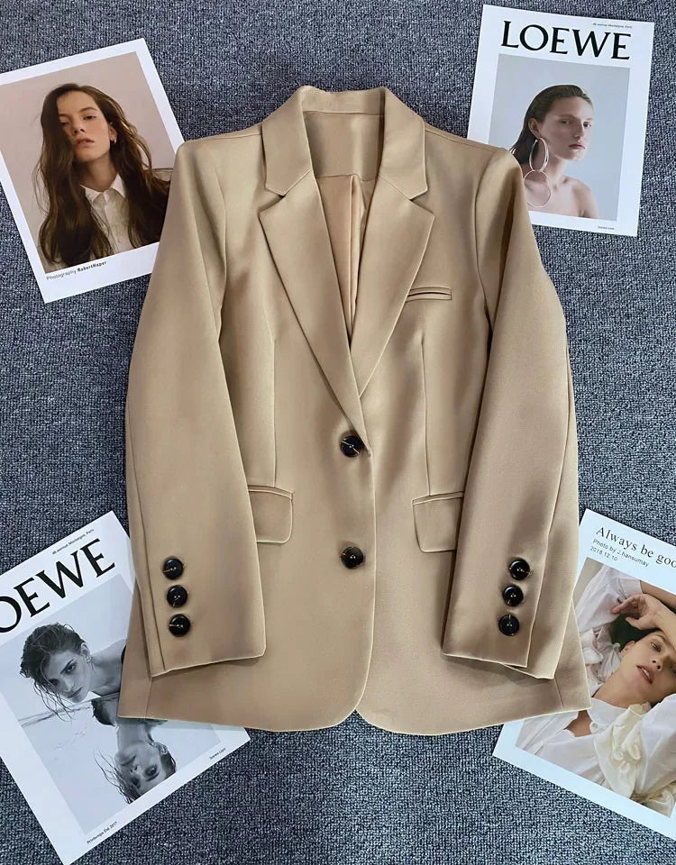 Elegant Office Lady Blazers for Women 2025 Fashion Long Sleeve Single Button Blazer Coats Female Top Suit Jackets Outerwears