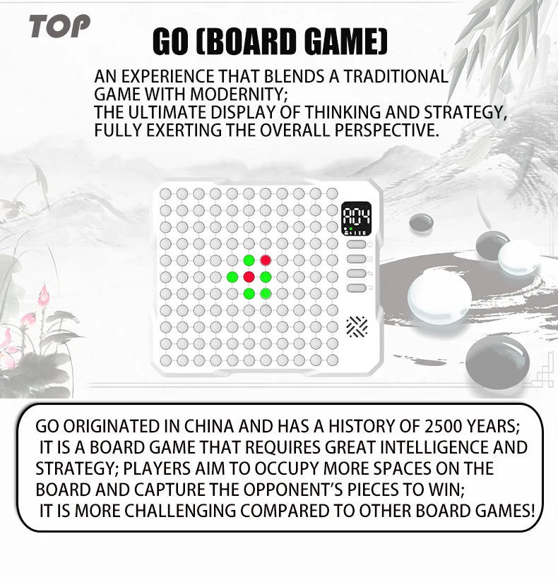 14 in 1 Multifunctional Smart Board Game Electronic Chess Backgammon Go Tic-Tac-Toe Whack-a-Mole Combe for Kids Educational Toy