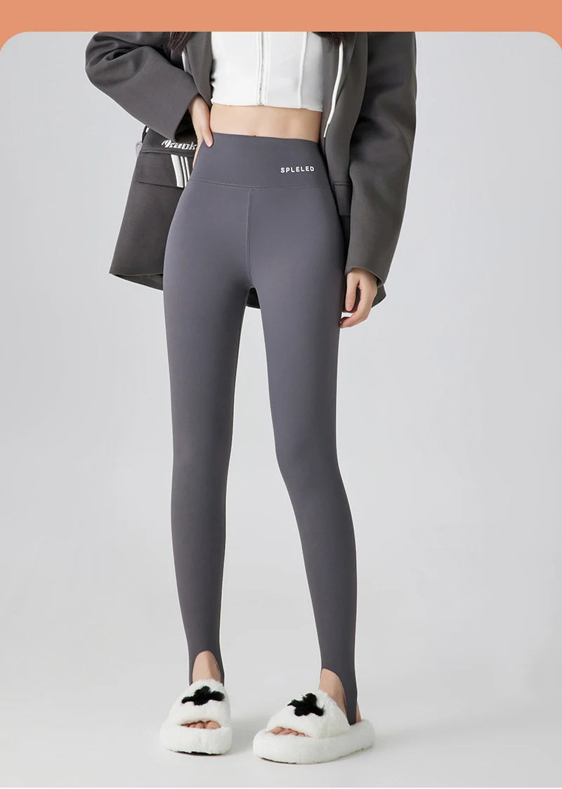 BIVIGAOS Autumn Winter New Rabbit Fleece Thicken Boots Leggings Women Slim Foot Pants Yoga Fitness Sports Warm Shark Leggings