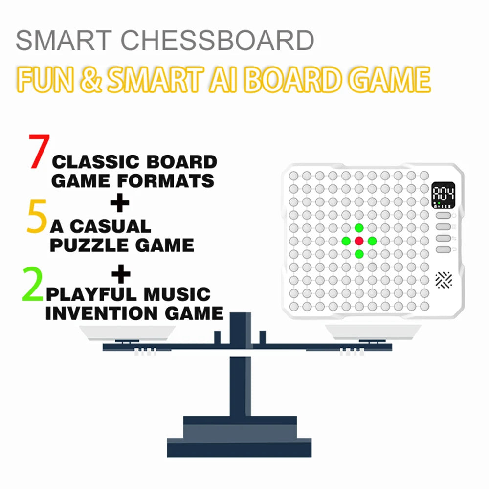 14 in 1 Multifunctional Smart Board Game Electronic Chess Backgammon Go Tic-Tac-Toe Whack-a-Mole Combe for Kids Educational Toy