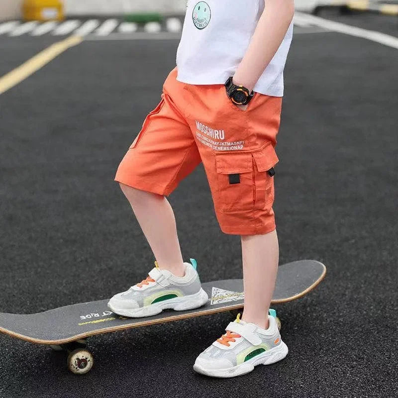 3-14 Years Summer Teenage Boys Pants 3 Color Casual Letter Short Trousers For Kids 3-14 Years Children Sports Shorts Pants