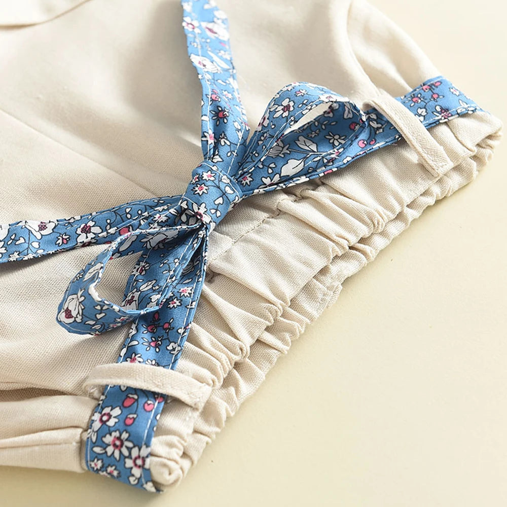Melario Toddler Kids Baby Girl Floral Blue Blouse T-shirt Pants Summer 2PCS Suit Infant Girl Clothes 2-6 Years New Girls Outfits