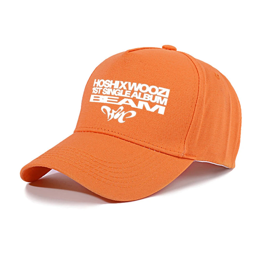 Kpop 17 Athletic Baseball HOSHI X WOOZI 1st Single Album BEAM CARAT Cap Graphic Print Ponytail Hats Gorras Para Hombres