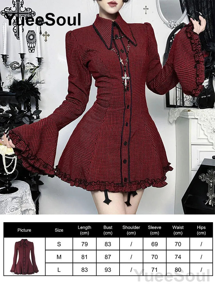 Halloween Gothic Grunge Punk Women Dress Long Sleeve Lace Slim Black Dresses 2026 New Y2K Harajuku Lolita Fairy Core Party Dress