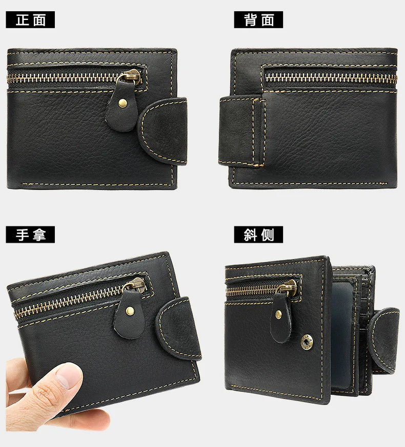 Crazy Horse Cowhide Leather Wallet for Men Genuine Leather Men Wallet Hasp Vintage Wallet Men