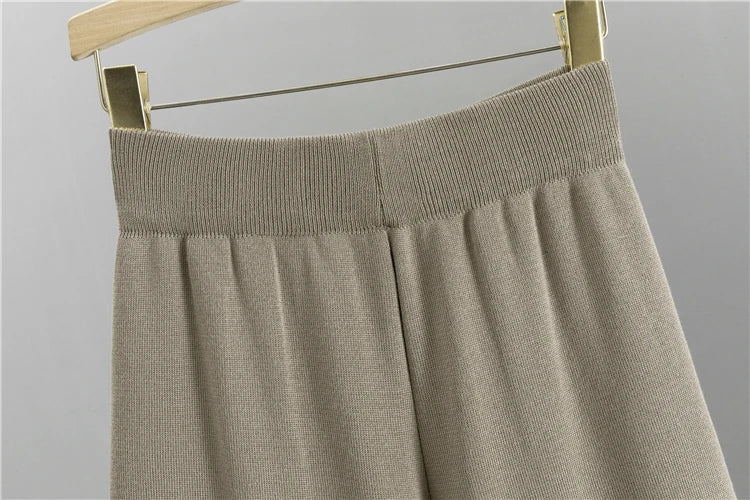 2026 Winter And Autumn Fashionable Elegant Women's Knitted 3-Piece Set cardigan Women's Sweater Women's Wide Leg Pants
