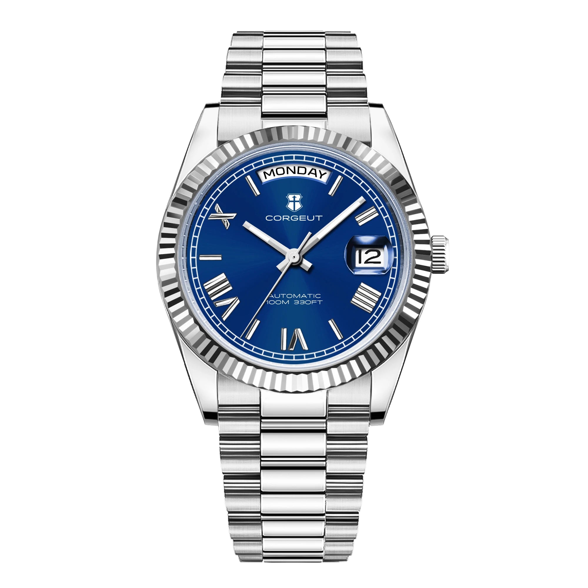 Corgeut automatisch mechanisch herenhorloge - 39/36mm Japanese movemen Saffierdatumweergave met vergrootglas - Reloj para Hombre