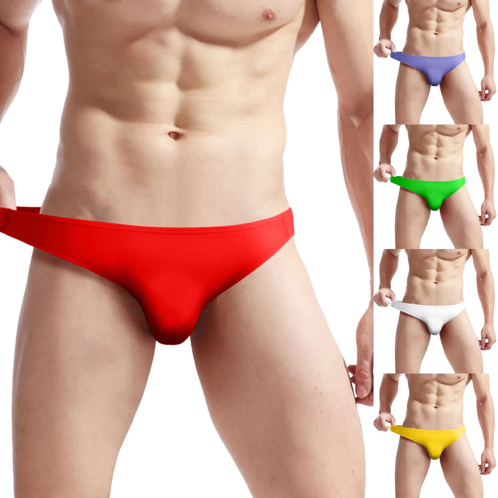 Solid Color Briefs Bulge Pouch Men'S Panties Low Waist Underwear Casual Ropa Interior Hombres Homewear Cueca Gay Panties 2024
