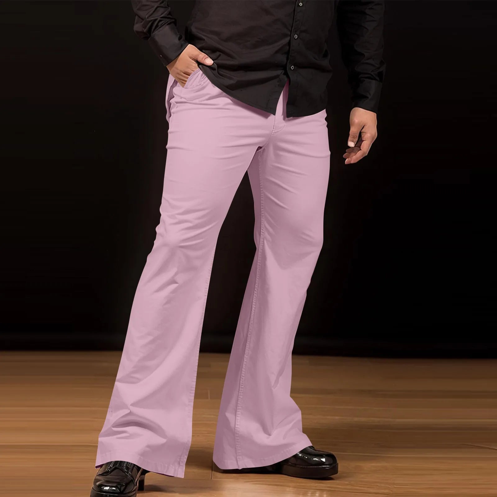 Flare Pants Men Spring Solid Color Daily Simple Classic Trousers Chic Comfortable Hip Hop Mopping Bottoms Disco Flared Pants