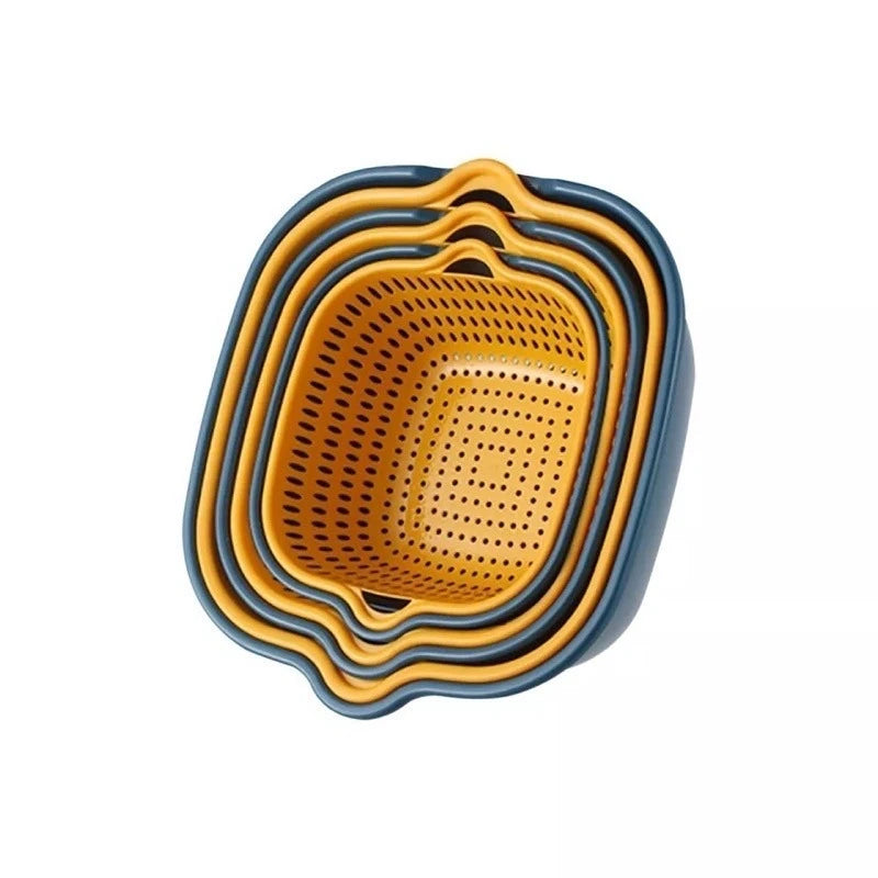 6-Piece Set/Double-Layer Draining Basket Kitchen Sink Strainer Basket Multifunctional Vegetable Washing Tool for Home Use