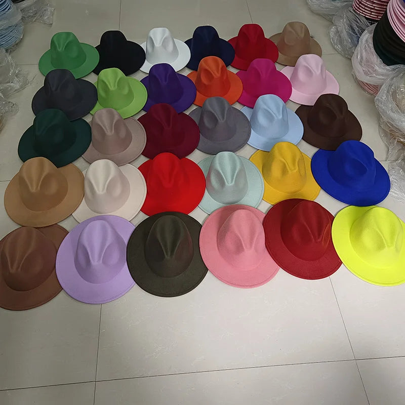Fedora Hat Women's Winter Hat Women's Wholesale Men's Hat Wide Edge Classic Colorful Wedding Church Gorras para hombres New Hat