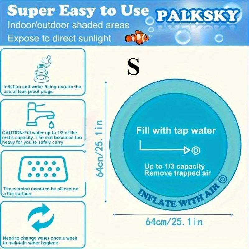 Interactive Water Play Mat for Cats &Dogs - Floating Fish Toy,Splash-Proof Pet Activity Center for Indoor Fun,Mental Stimulation