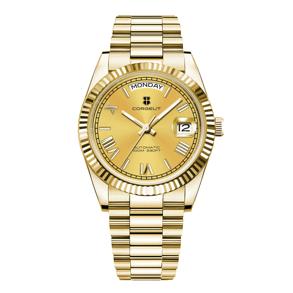 Corgeut automatisch mechanisch herenhorloge - 39/36mm Japanese movemen Saffierdatumweergave met vergrootglas - Reloj para Hombre