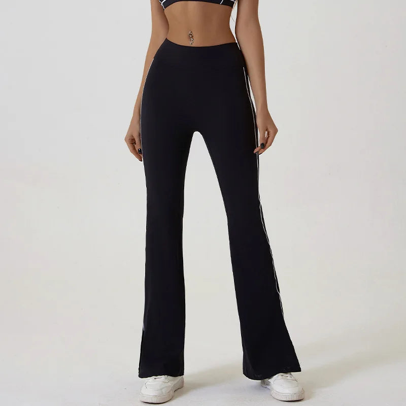 Flared Sports Yoga Pants High-Waisted Women Pants and Trousers Women Trousers Fitness Female Clothing Solid Color Women