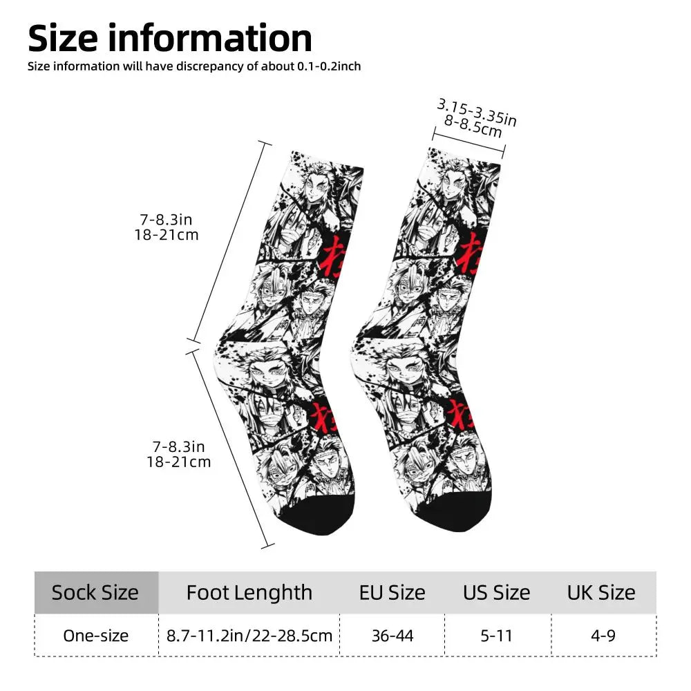Custom Giyuu Tomioka Demon Slayer Men Women Crew Socks Unisex Kawaii Kimetsu No Yaiba Spring Summer Autumn Winter Dress Socks