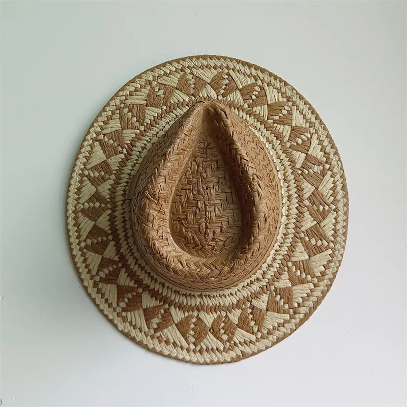 Straw hat women breathable sun hat fashion hollow retro straw hat hand-woven summer travel straw hat gorras para hombres
