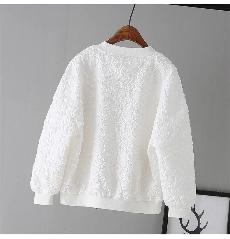 Solid Color Ladies Short Baseball Jacket 2026 New Korean Spring Casual White Jacket Top Female Cardigan Zipper Jackets Fashion