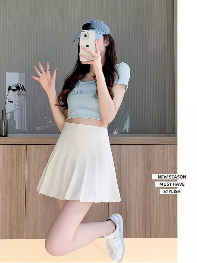 Preppy Style Women Pleated Skirts Summer High Waist Zipper Girls Dancing JK Mini Skirts Black Fashion Student A Line Faldas 2025