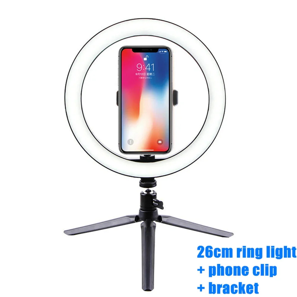 10" LED Ring Light with Tripod Stand Dimmable for Makeup & Live Streaming