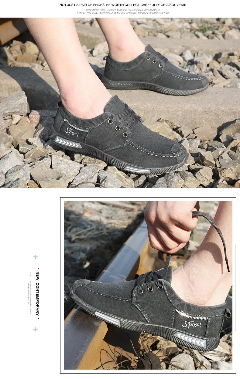 Denim Men Shoes Flat Walking Sneakers Fashion Male Canvas Shoes 2025 New Comfortable Casual Shoes for Men Brand Tenis Hombres