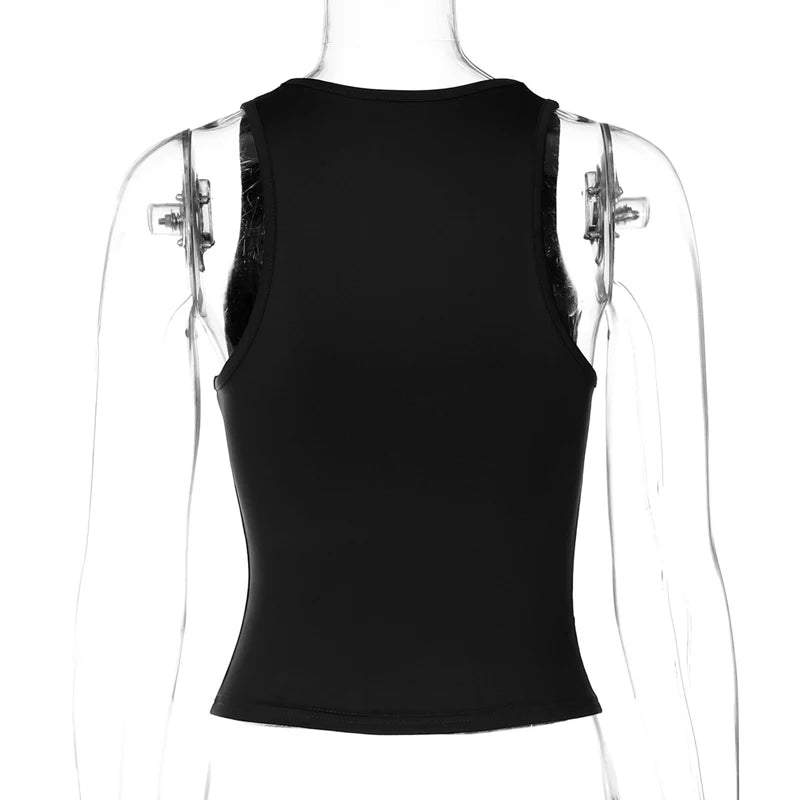 Square Collar Sleeveless Bodycon Crop tank Top Women’S Solid Sexy Elegant Y2K Top Party Clubwear Summer Outfit Wholesale
