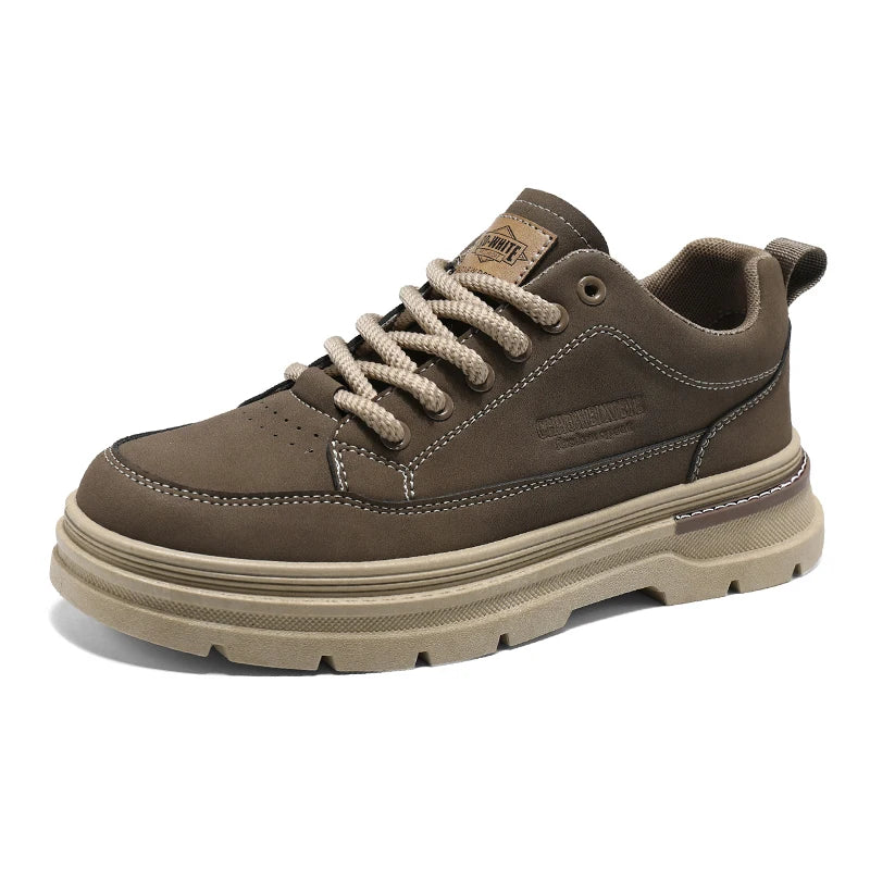 Men Leather Casual Shoes Outdoor Thick Sole Men Work Boots Comfortable Walking Sports Shoes for Men Designer Anti-Slip Men Shoes