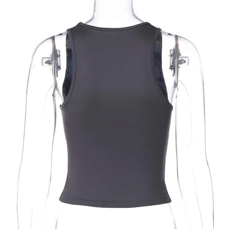 Square Collar Sleeveless Bodycon Crop tank Top Women’S Solid Sexy Elegant Y2K Top Party Clubwear Summer Outfit Wholesale