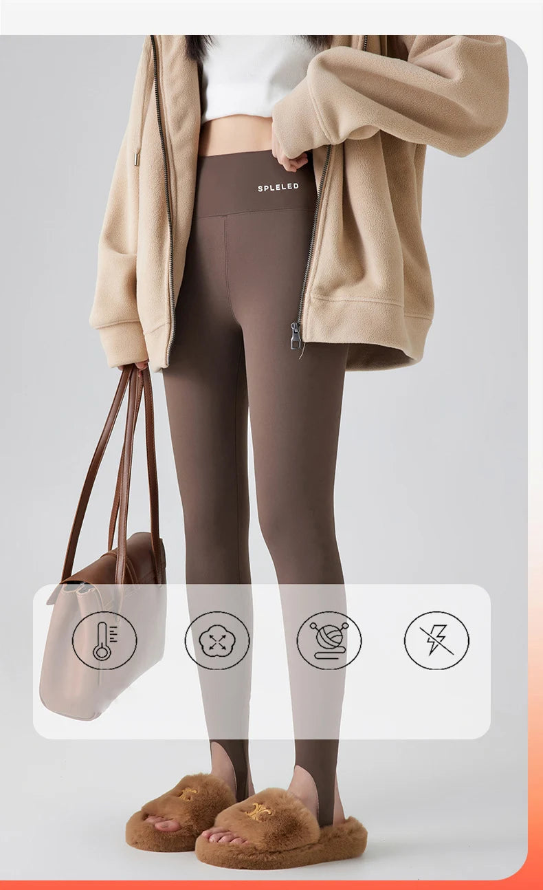 BIVIGAOS Autumn Winter New Rabbit Fleece Thicken Boots Leggings Women Slim Foot Pants Yoga Fitness Sports Warm Shark Leggings
