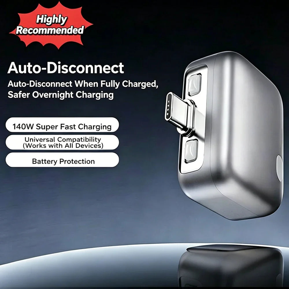Adaptador de Carga Inteligente con Desconexión Automática, 140W, Carga Rápida, Separador de Seguridad Automático para Dispositivos Tipo-C