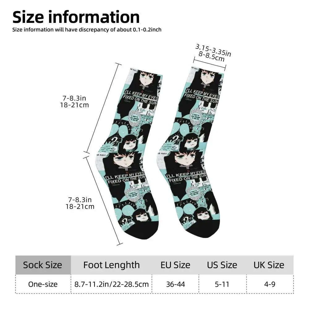 Custom Giyuu Tomioka Demon Slayer Men Women Crew Socks Unisex Kawaii Kimetsu No Yaiba Spring Summer Autumn Winter Dress Socks