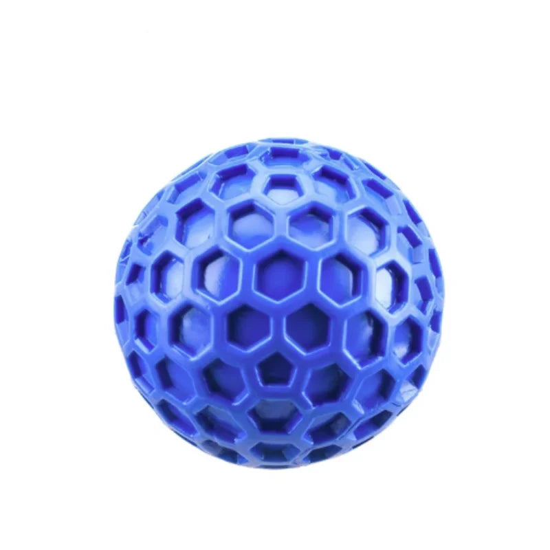 Interactive Dog Toys - Natural Rubber Honeycomb Balls Bite Resistant Teething Chew Toys with Sound for Clean Teeth Pet Play