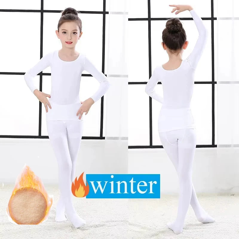 Spring Autumn Kids Thermal Underwear Set Fleece Thick Warm Dance Girls Long Johns Children Underwear 2-14 Years Kids Clothes Set