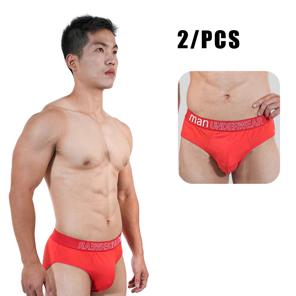 2Pcs Men‘s Large Briefs Mens Comfortable Underpants Man Sexy Gifts Underwear Stunend Breathable Triangle Panties Para Hombres