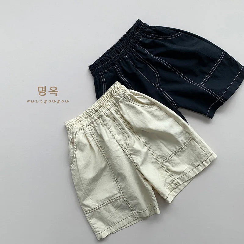 2025 Summer New Children Loose Shorts Baby Solid Casual Pants Boys Girls Cotton Casual Shorts Toddler Middle Pants Kids Clothes