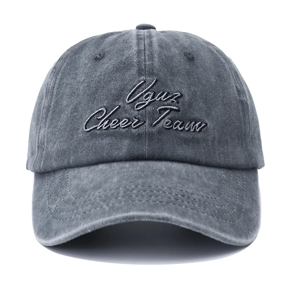 Unisex Letter Embroidery Washed Cotton Baseball Cap Adjustable Vintage Distressed Dad Hats for Women Men Gorras Para Hombres