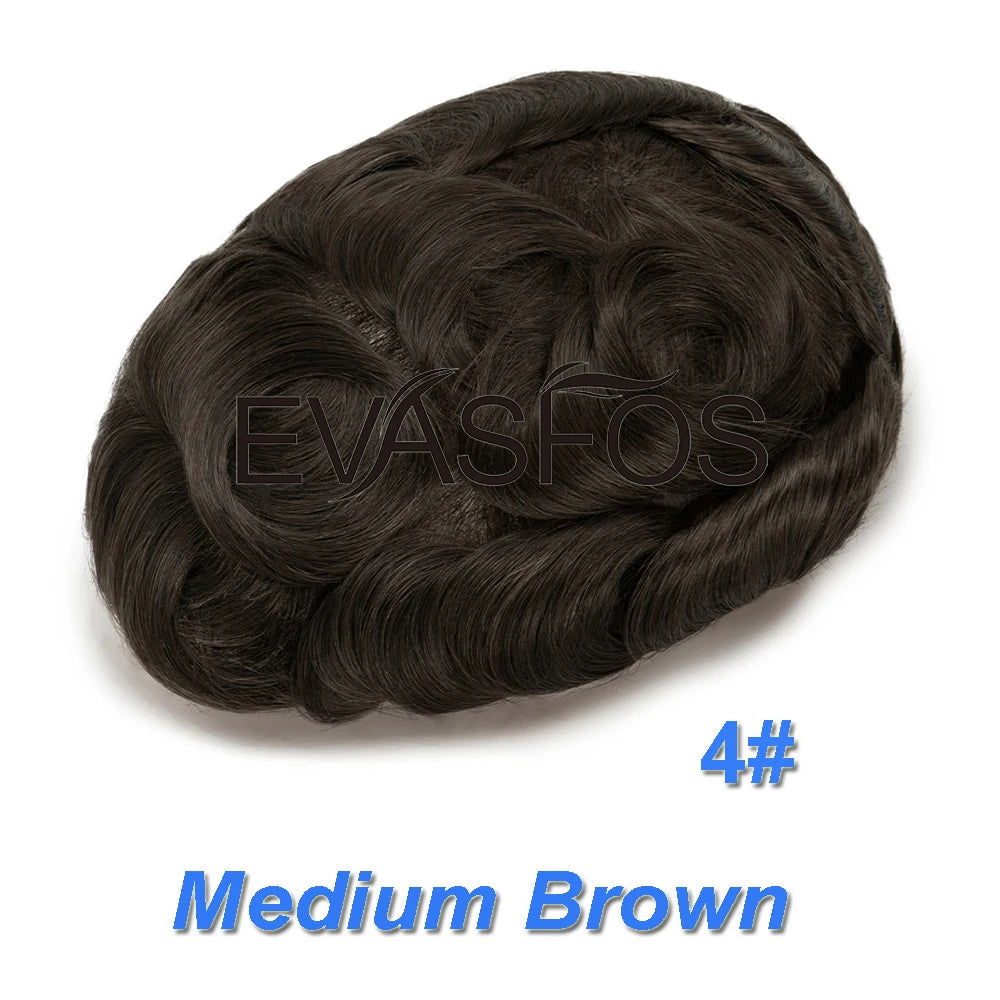 Invisible Knots Men Capillary Prosthesis Wig For Men 0.03mm Ultra Thin Skin Hair Replacement Men Toupee Natural Hair System Men
