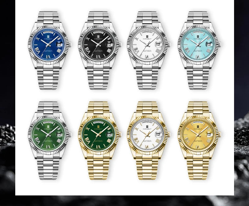 Corgeut automatisch mechanisch herenhorloge - 39/36mm Japanese movemen Saffierdatumweergave met vergrootglas - Reloj para Hombre