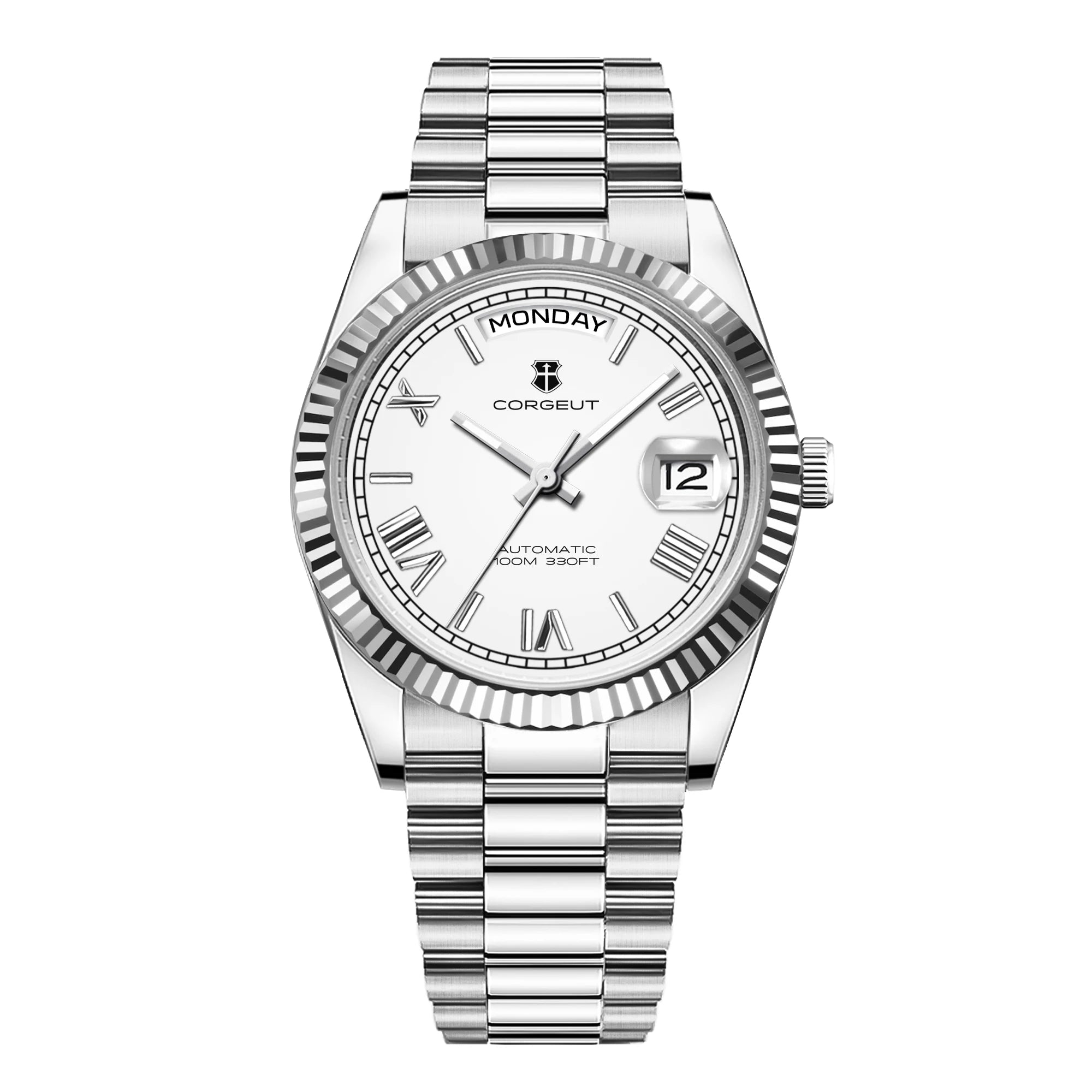 Corgeut automatisch mechanisch herenhorloge - 39/36mm Japanese movemen Saffierdatumweergave met vergrootglas - Reloj para Hombre