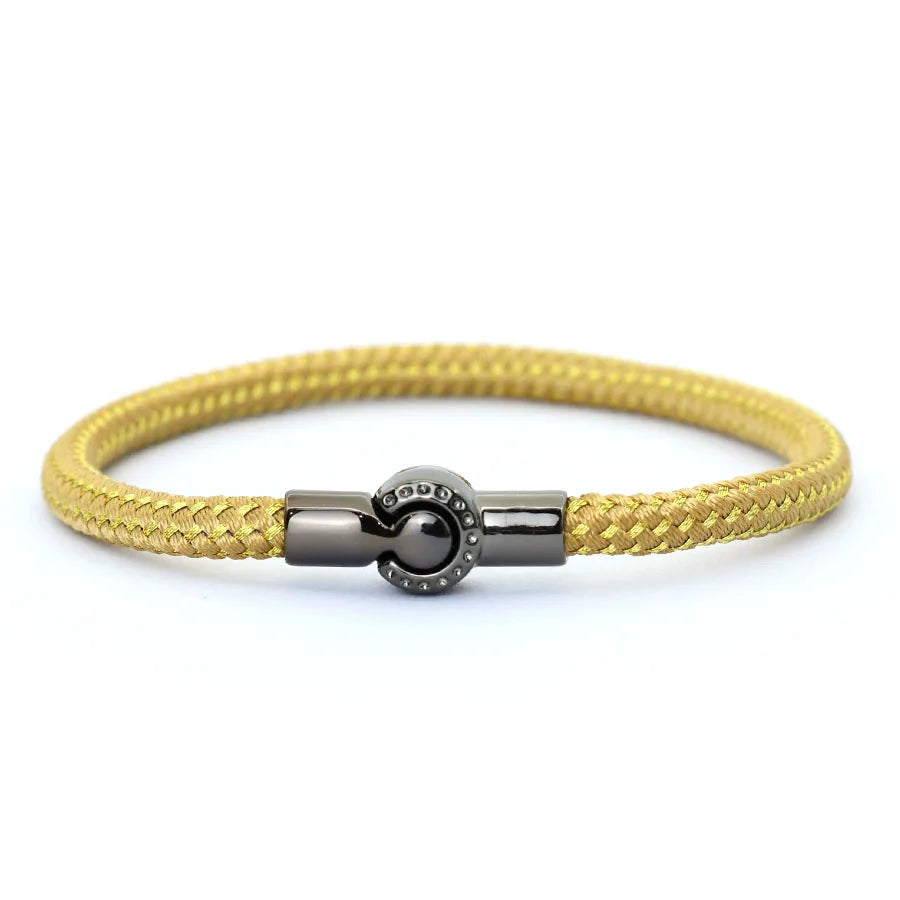 Outdoor Sports Cycling Mens Rope Bracelet Black Magnet Buckle Wrap Bangle Pulseira Corda Masculina Pulceras Hombres Elegante