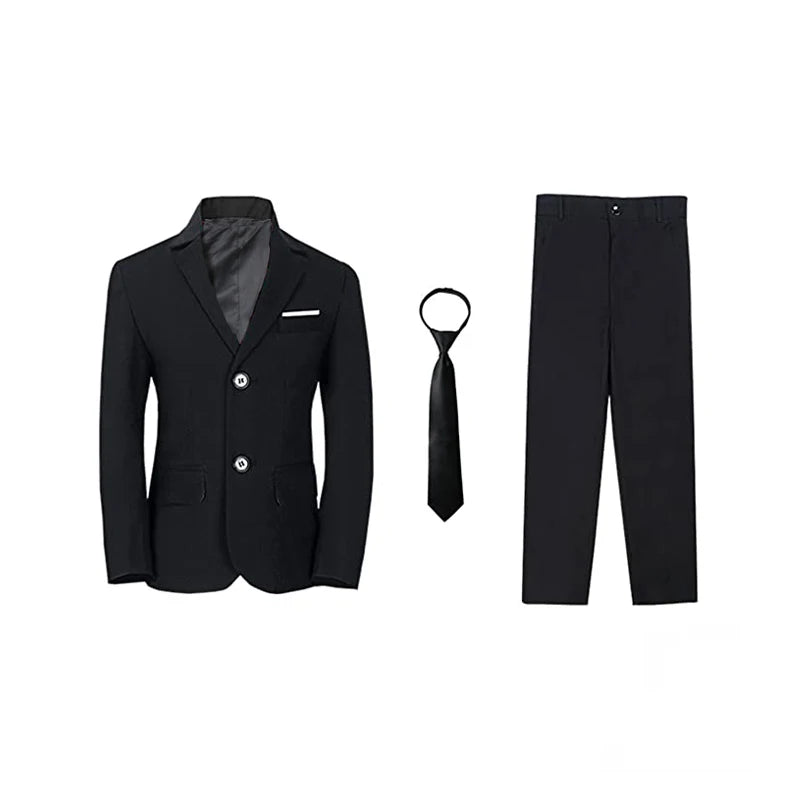 Boy's balzer Formal Blue Black Slim Fit Suits Set Child Weddings Birthday Party Performance Dress Big Kids Jacket Pants Bowtie