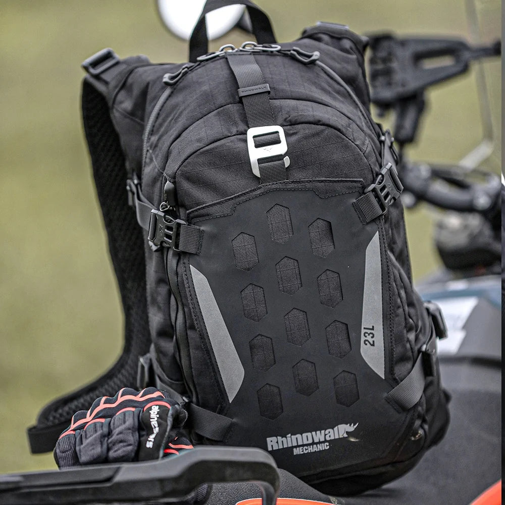 Rhinowalk Mechanic X 23 Liter Magnetic Motorcycle Cycling Backpack Durable Bike Riding Adventure Backpack with Molly System