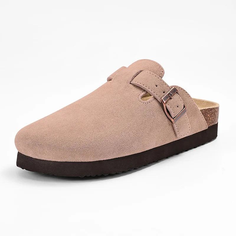 Shevalues Men Clogs Slippers Cow Suede Clogs For Men Leather Mules Men Fashion Beach Shoes Men Outdoor Classic Cork Sandals Men