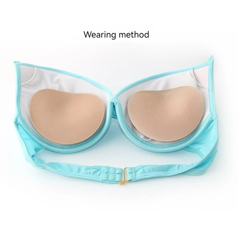 1 Pair Swimsuit Bikini Padded Paste Small Bust Thicker Padding Breathable Insert Sponge Bra Self-adhesive Invisible Chest Pads