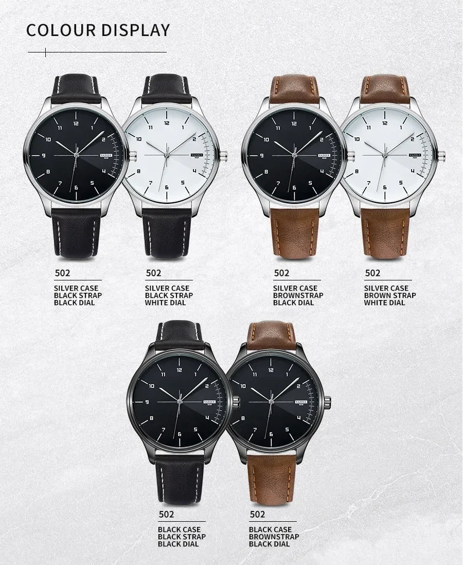 Fashion Business Men's Watches Top Brand Quartz Wristwatches for Man Simple Casual Leather Belt Male Clock relojes para hombres