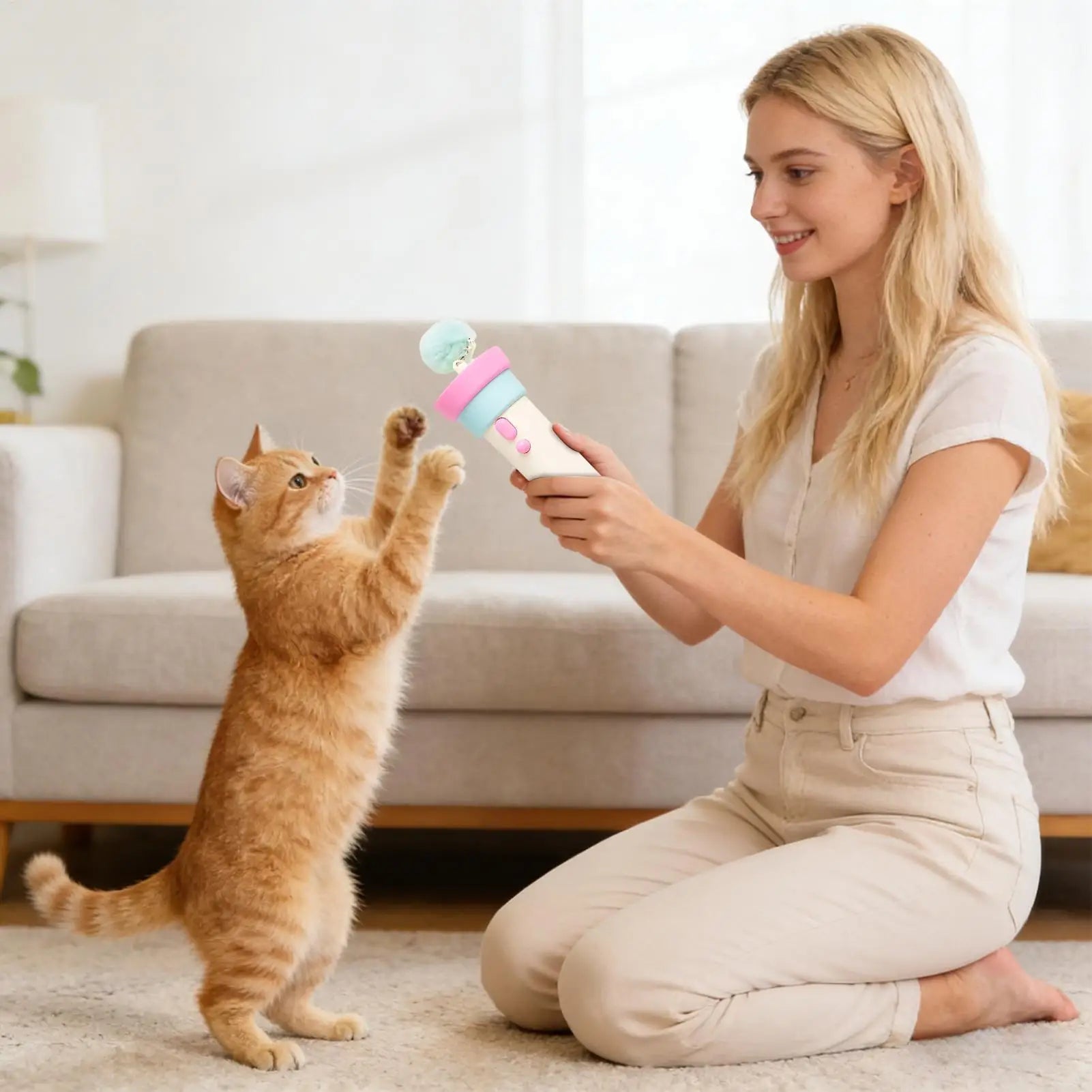 Interactive Cat Toy Electronic Cat Interactive Teaser Toy Kitten Stress Relief Game for Entertainment Enrichment Training Indoor