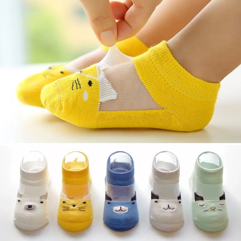 Girls Summer Mesh Thin Sock Cotton Baby Short Socks 5 Pairs Toddler Boys Kids Children Colorful Socks 5 pairs WMF043