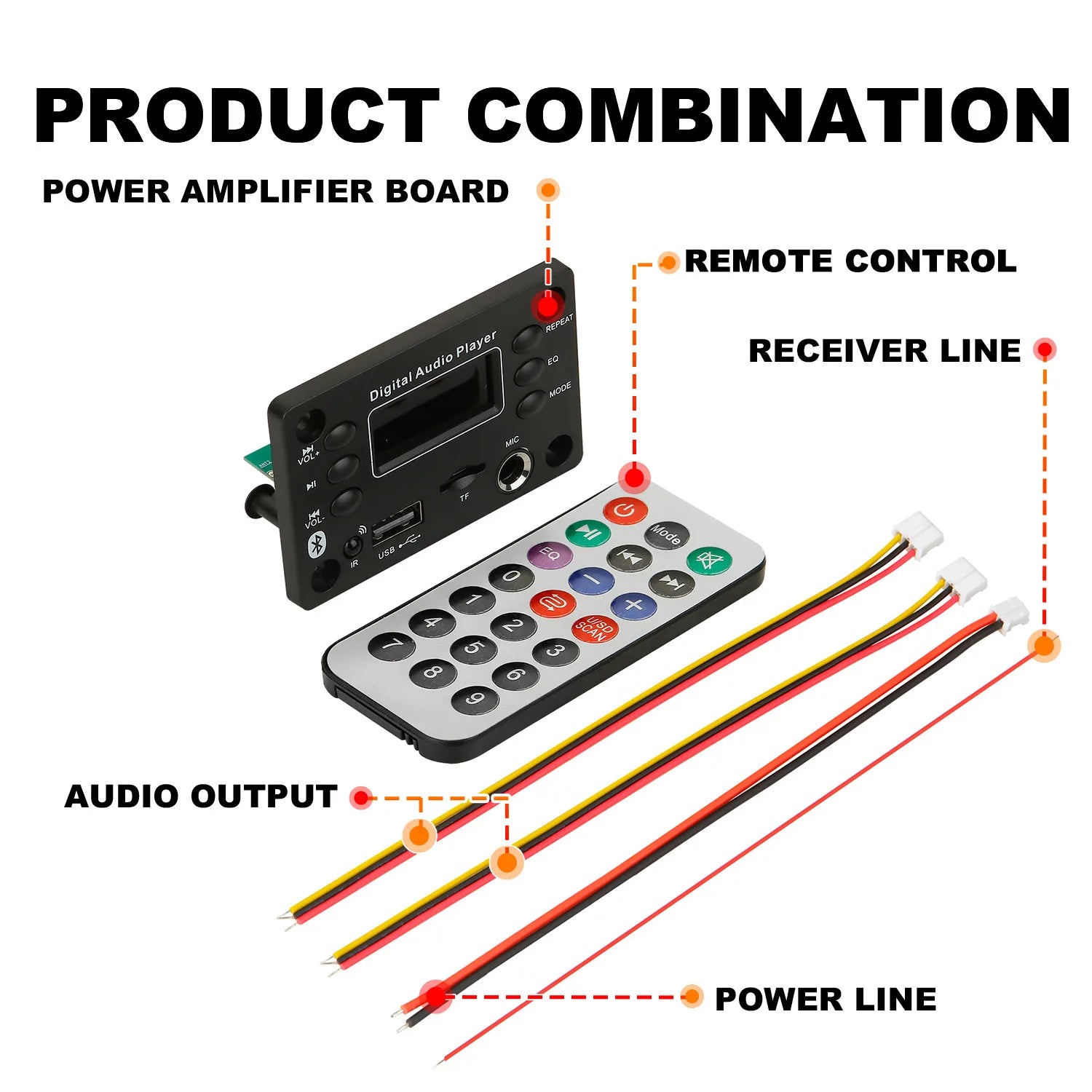 DC  12V Bluetooth 5.0 MP3 WMA WAV APE Decoder Board Hands-free Car Audio Microphone USB TF FM Radio Mp3 Music Player Speaker