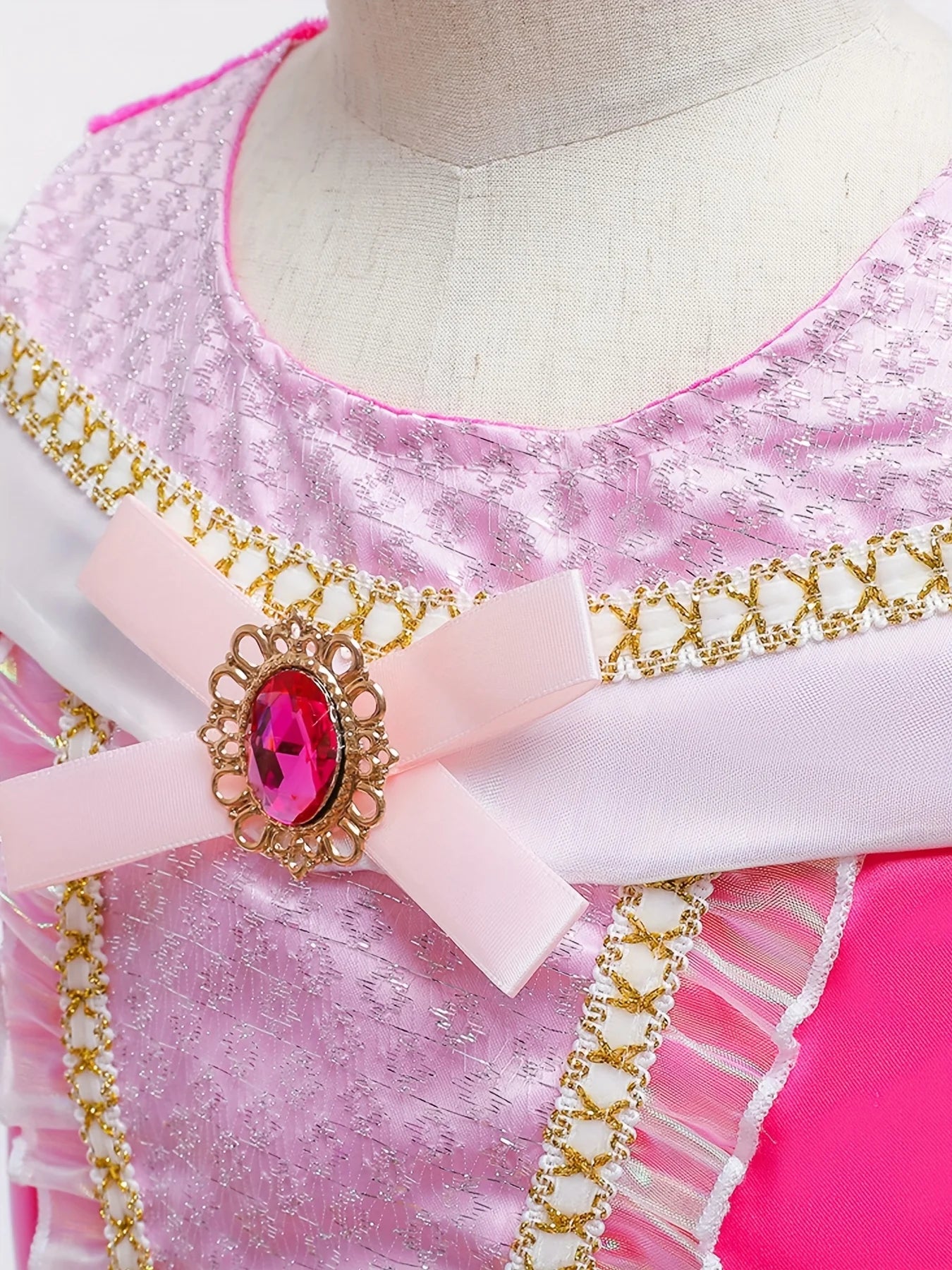 Girl Pink Dress Aurora Kids Cosplay Costume Princess Deluxe Outfit Children Birthday Party Elegant Ball Gown Fairy Disguise Sets